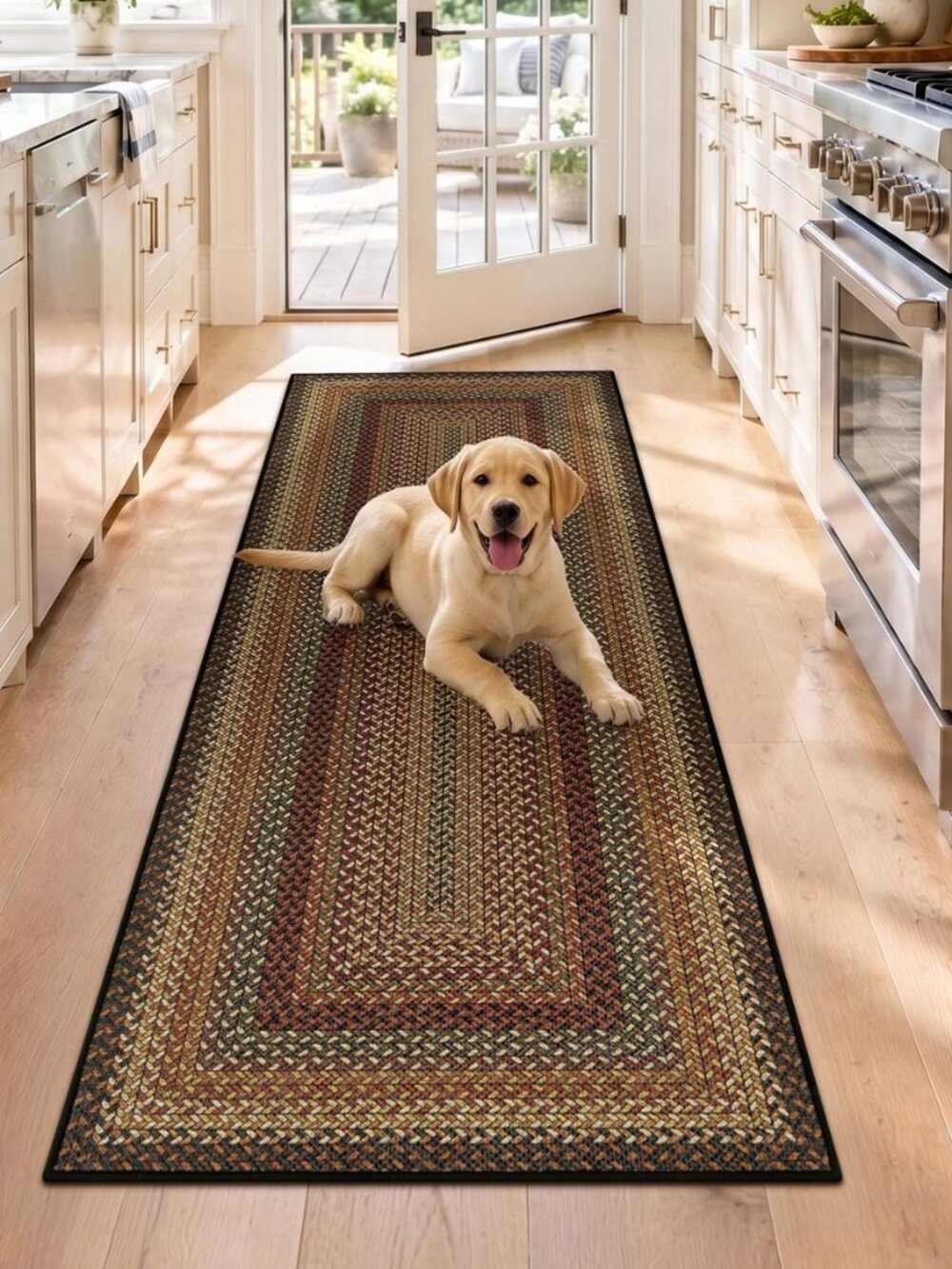Easy Jute Hallway Runner Rug, 2x6 Braided Kitchen Rug Black Brown